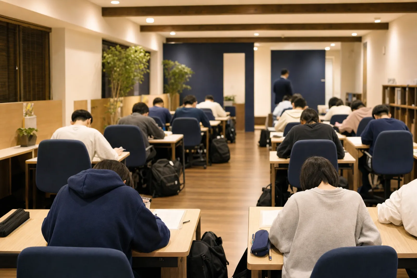 自習室での中間テスト対策会の様子