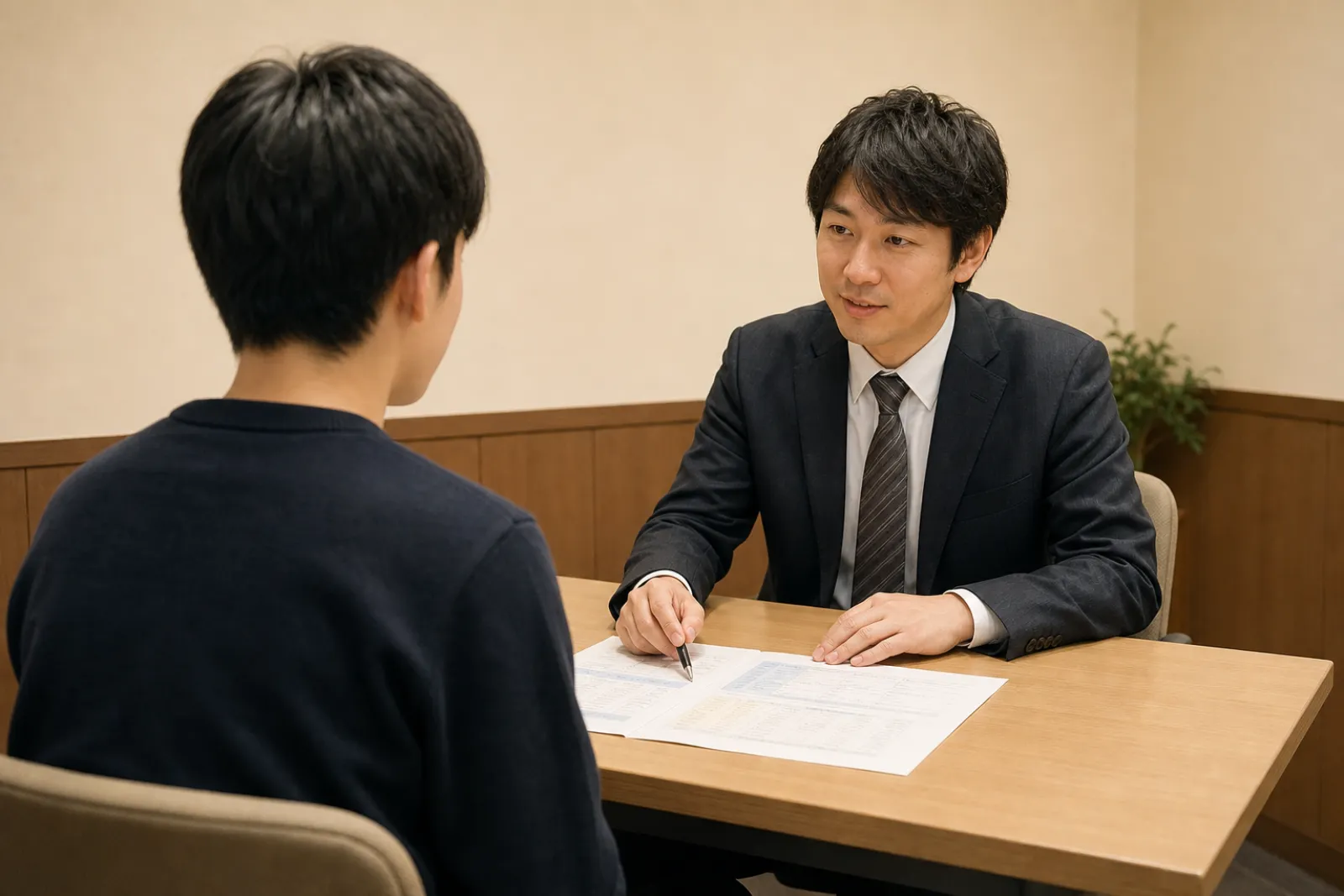 模試の振り返り面談の様子
